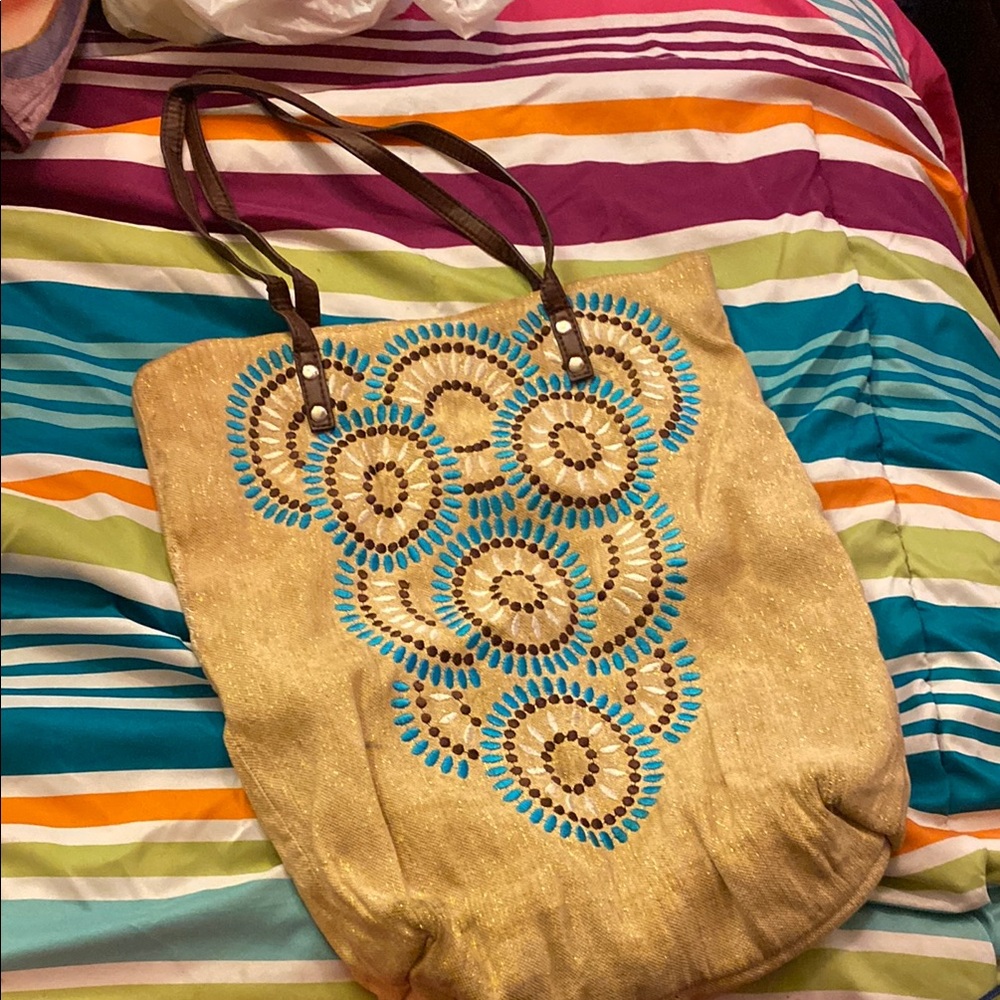 Stylish Gold and Blue Tote Bag
